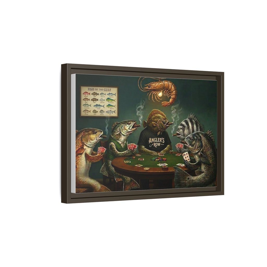 Fish Poker Scene Matte Canvas Framed | Wall Art