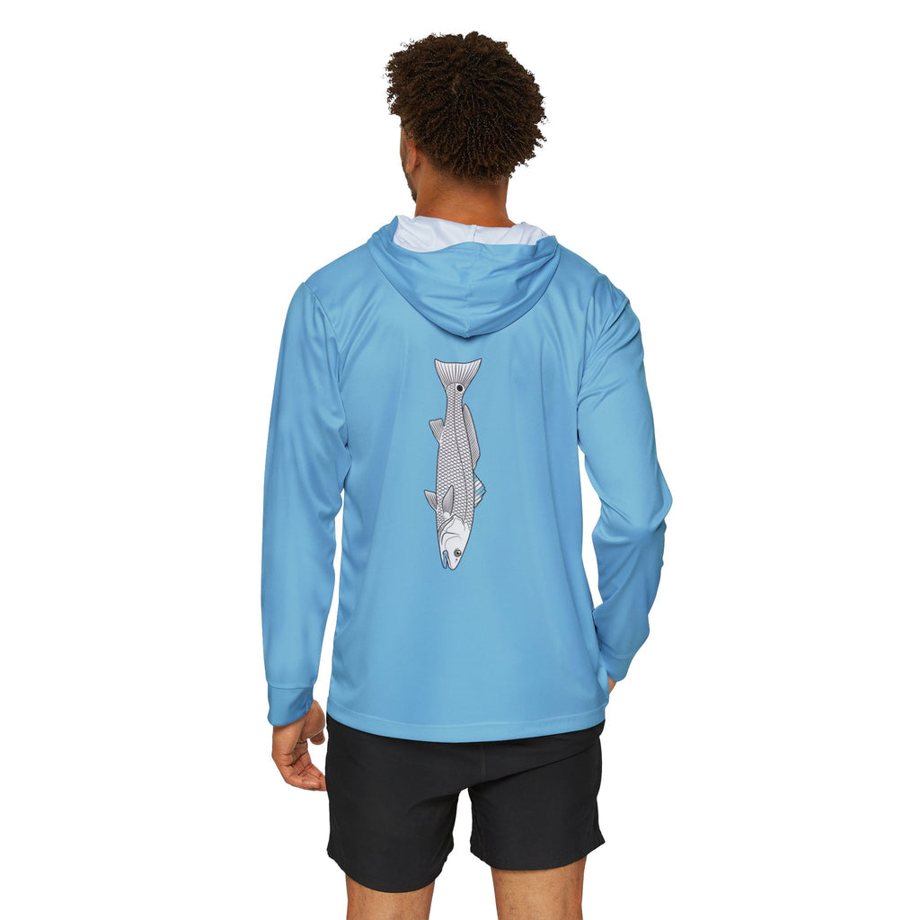 The Outlined Red — Light Blue Performance Fishing Hoodie