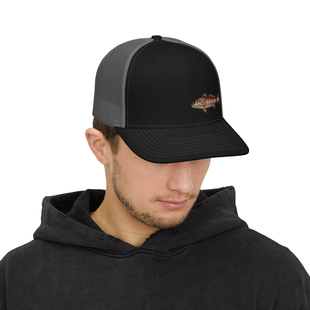 Anglers Row Fish Logo Snapback Cap | Trucker Hat, Fishing Emblem