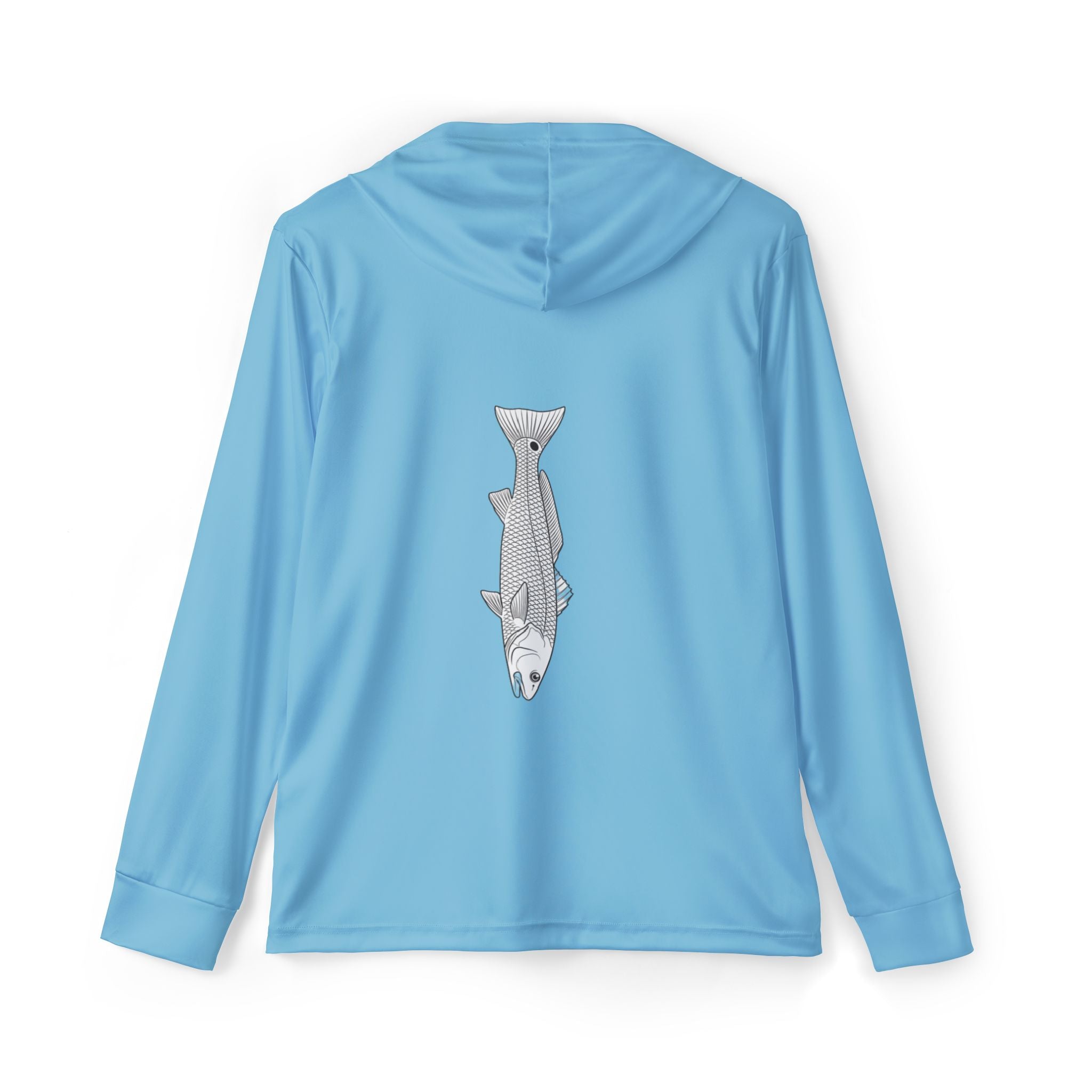 The Outlined Red — Light Blue Performance Fishing Hoodie
