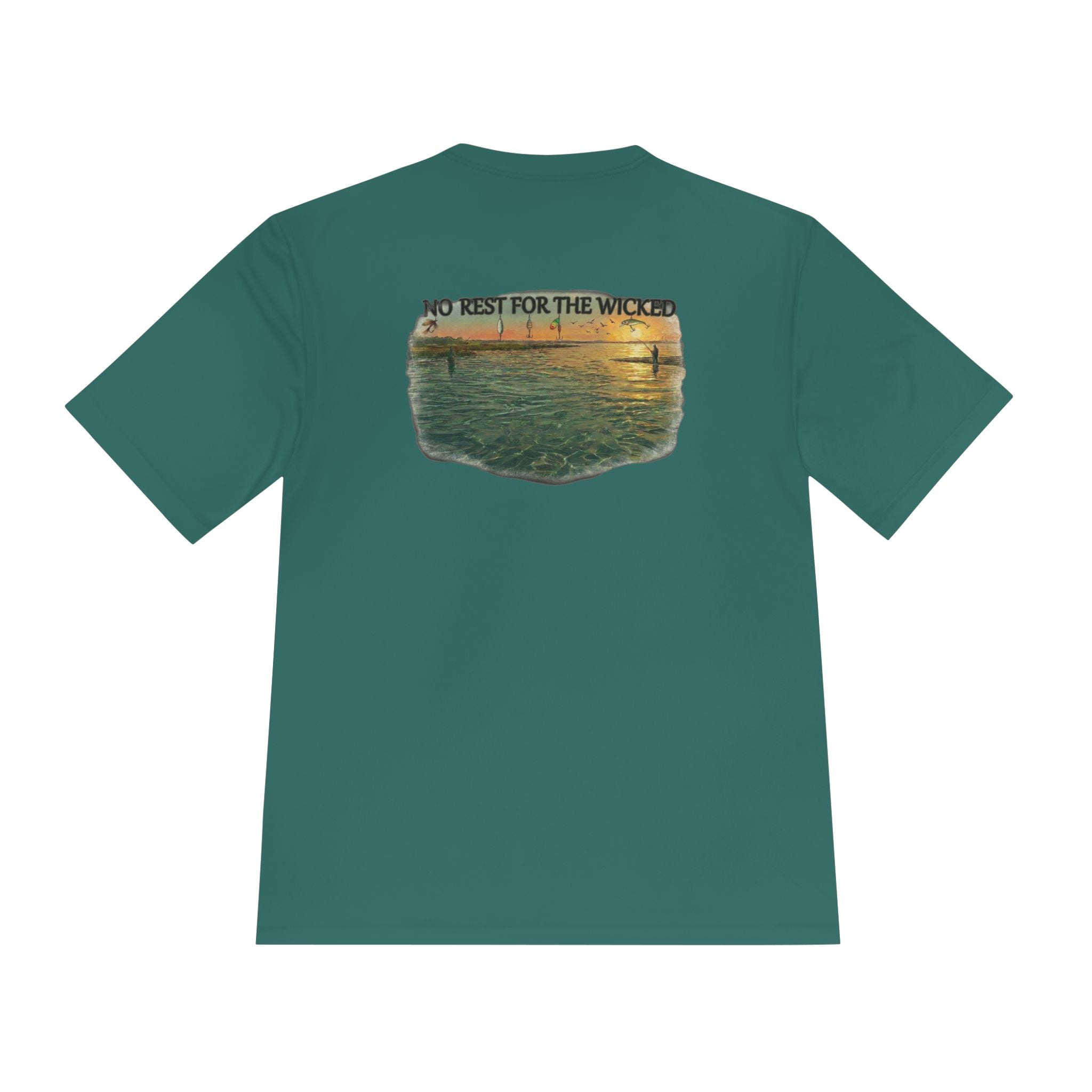 Birds Working — "No Rest for the Wicked" Moisture‑Wicking Performance Shirt