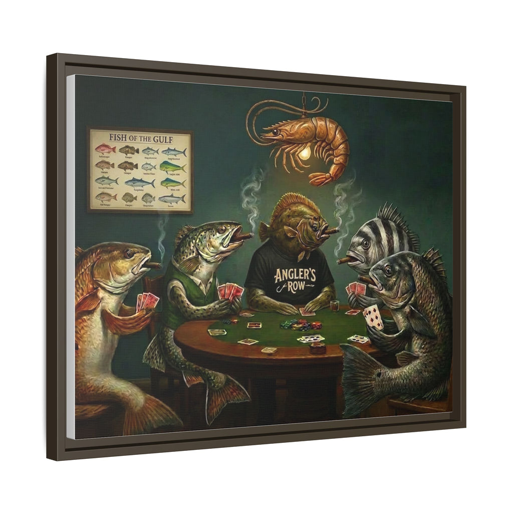 Fish Poker Scene Matte Canvas Framed | Wall Art