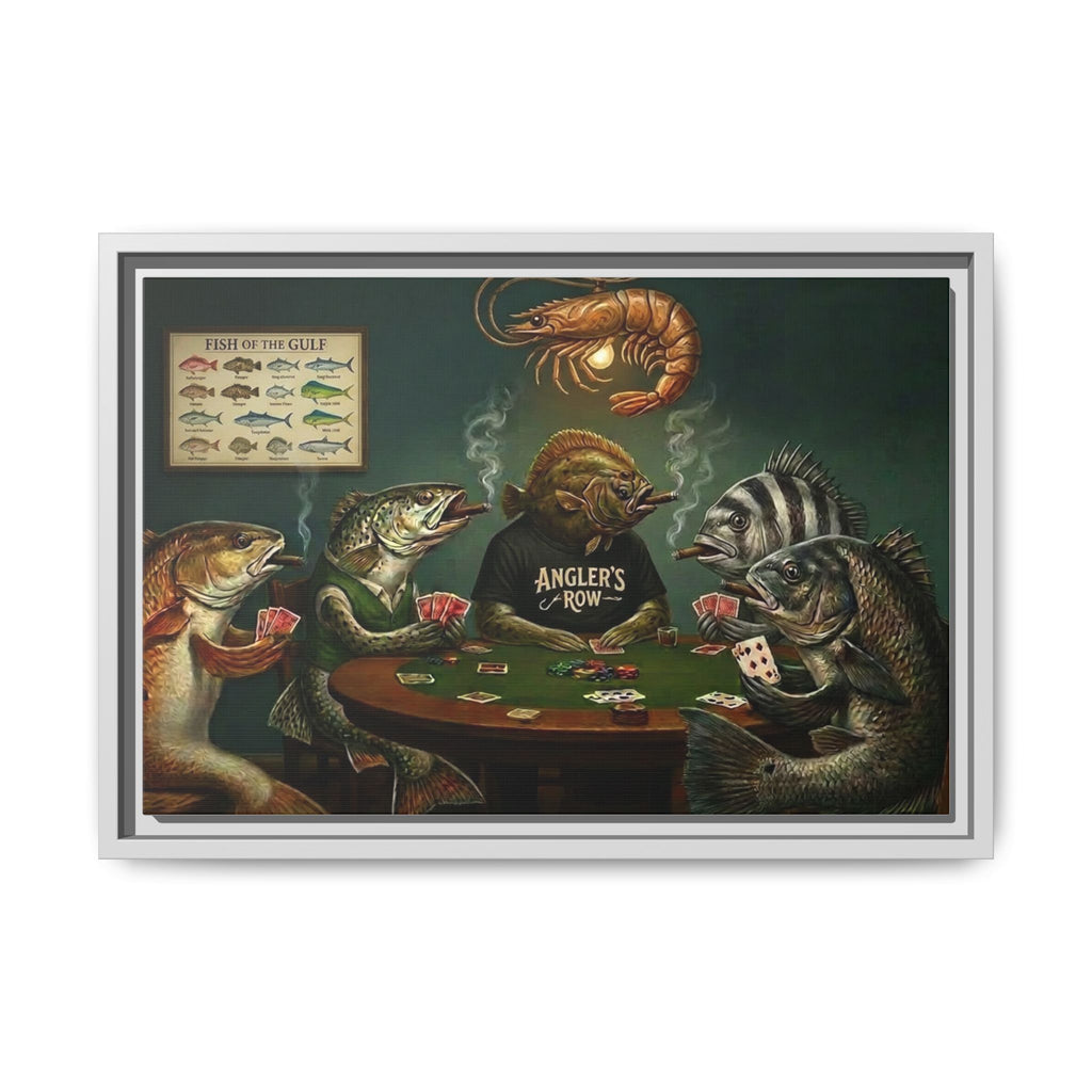 Fish Poker Scene Matte Canvas Framed | Wall Art