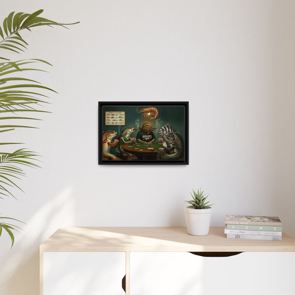 Fish Poker Scene Matte Canvas Framed | Wall Art