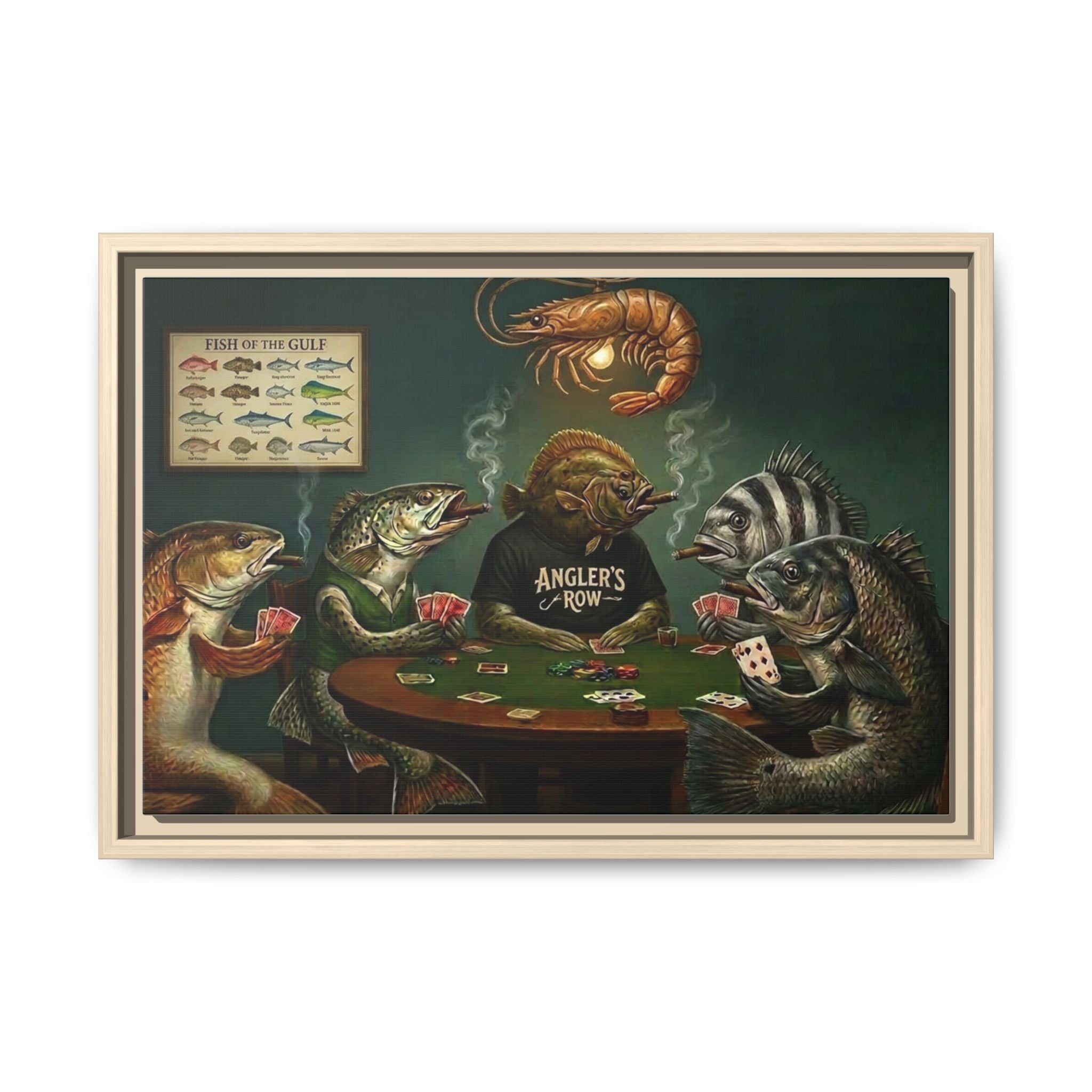 Fish Poker Scene Matte Canvas Framed | Wall Art