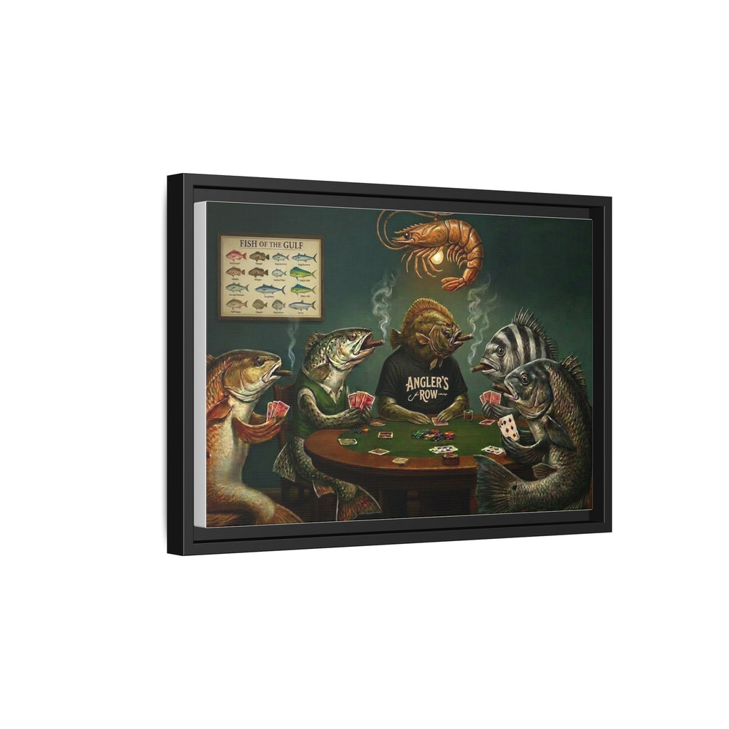 Fish Poker Scene Matte Canvas Framed | Wall Art