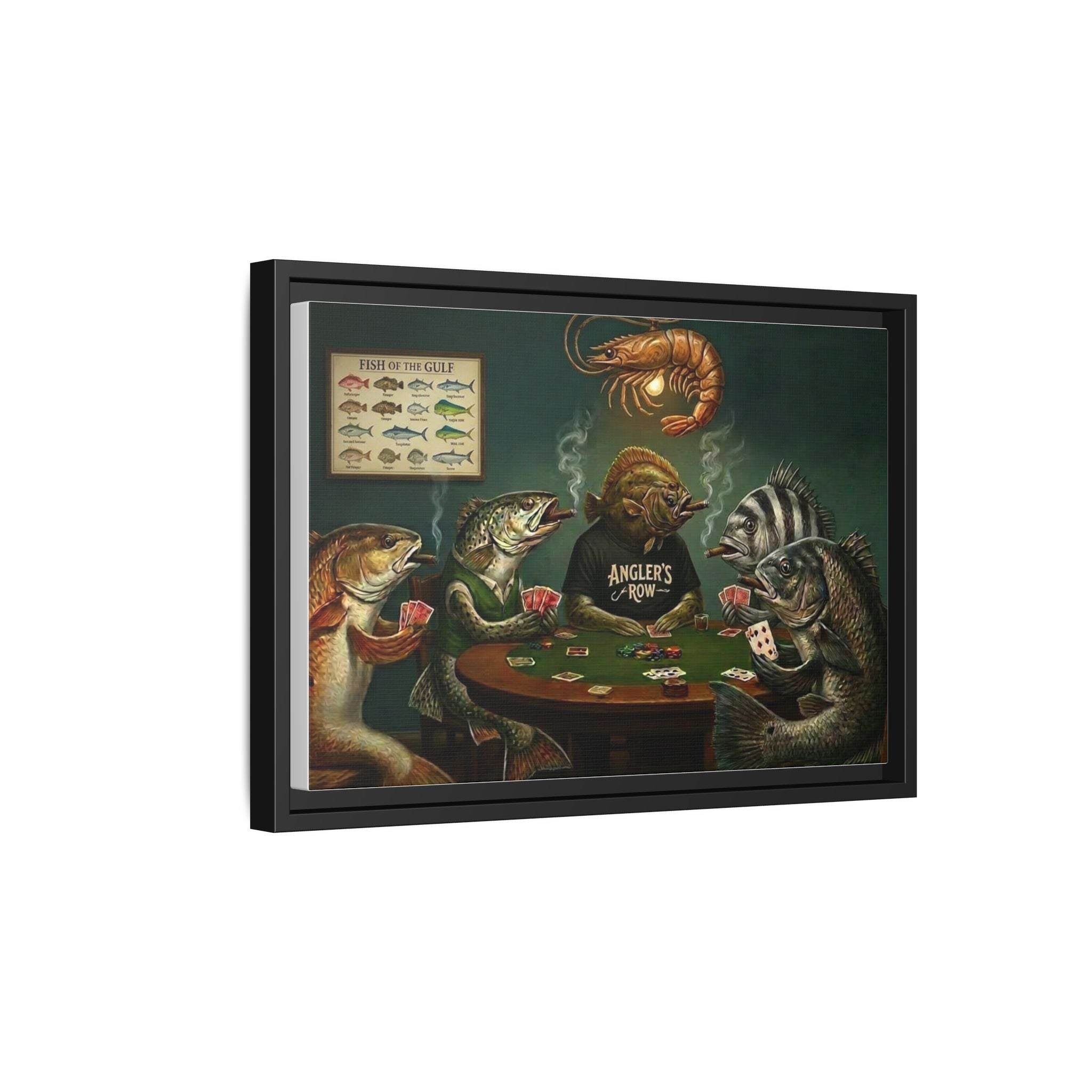 Fish Poker Scene Matte Canvas Framed | Wall Art