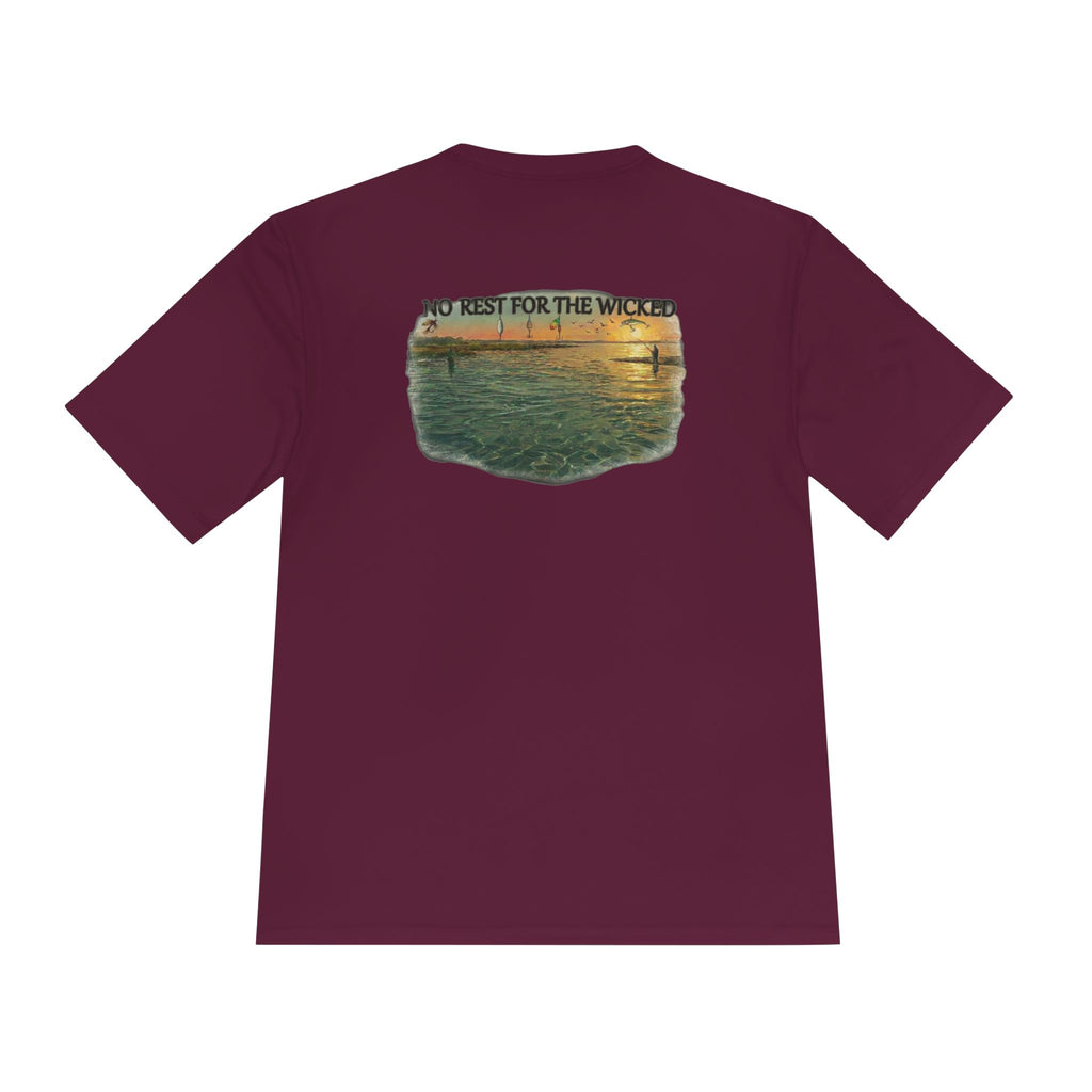 Birds Working — "No Rest for the Wicked" Moisture‑Wicking Performance Shirt
