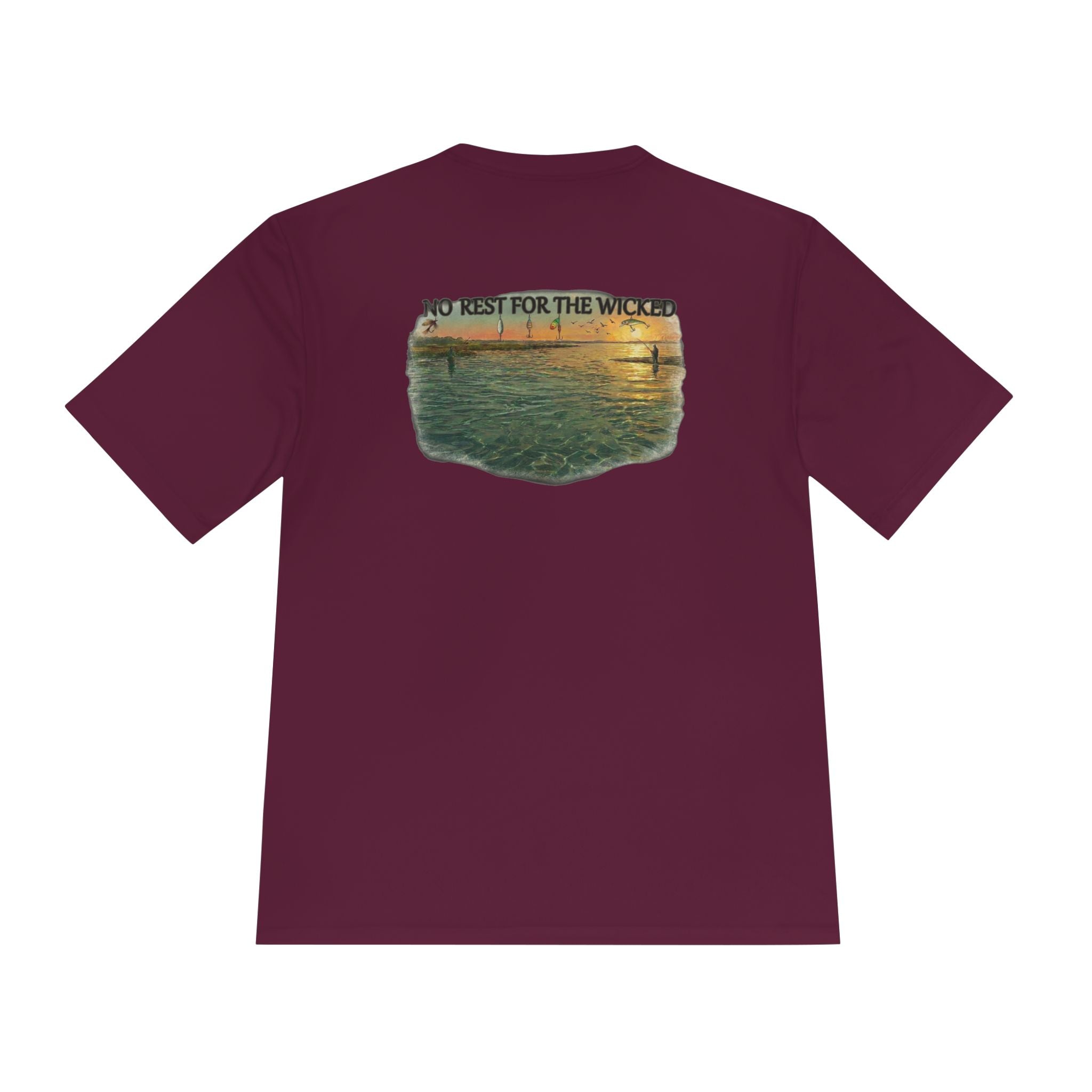 Birds Working — "No Rest for the Wicked" Moisture‑Wicking Performance Shirt