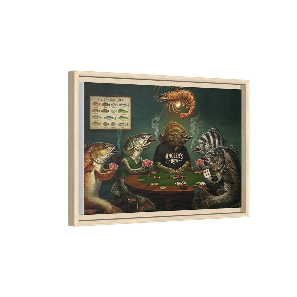 Fish Poker Scene Matte Canvas Framed | Wall Art