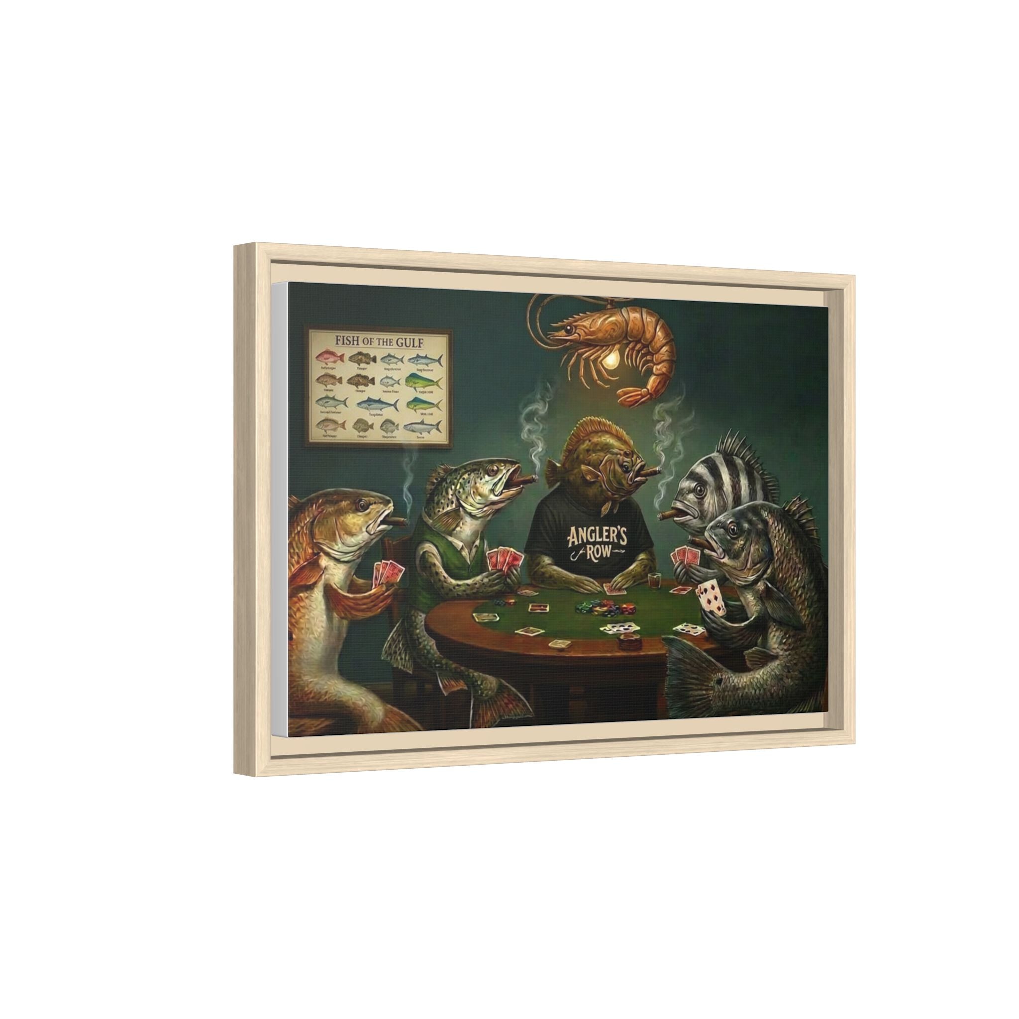 Fish Poker Scene Matte Canvas Framed | Wall Art