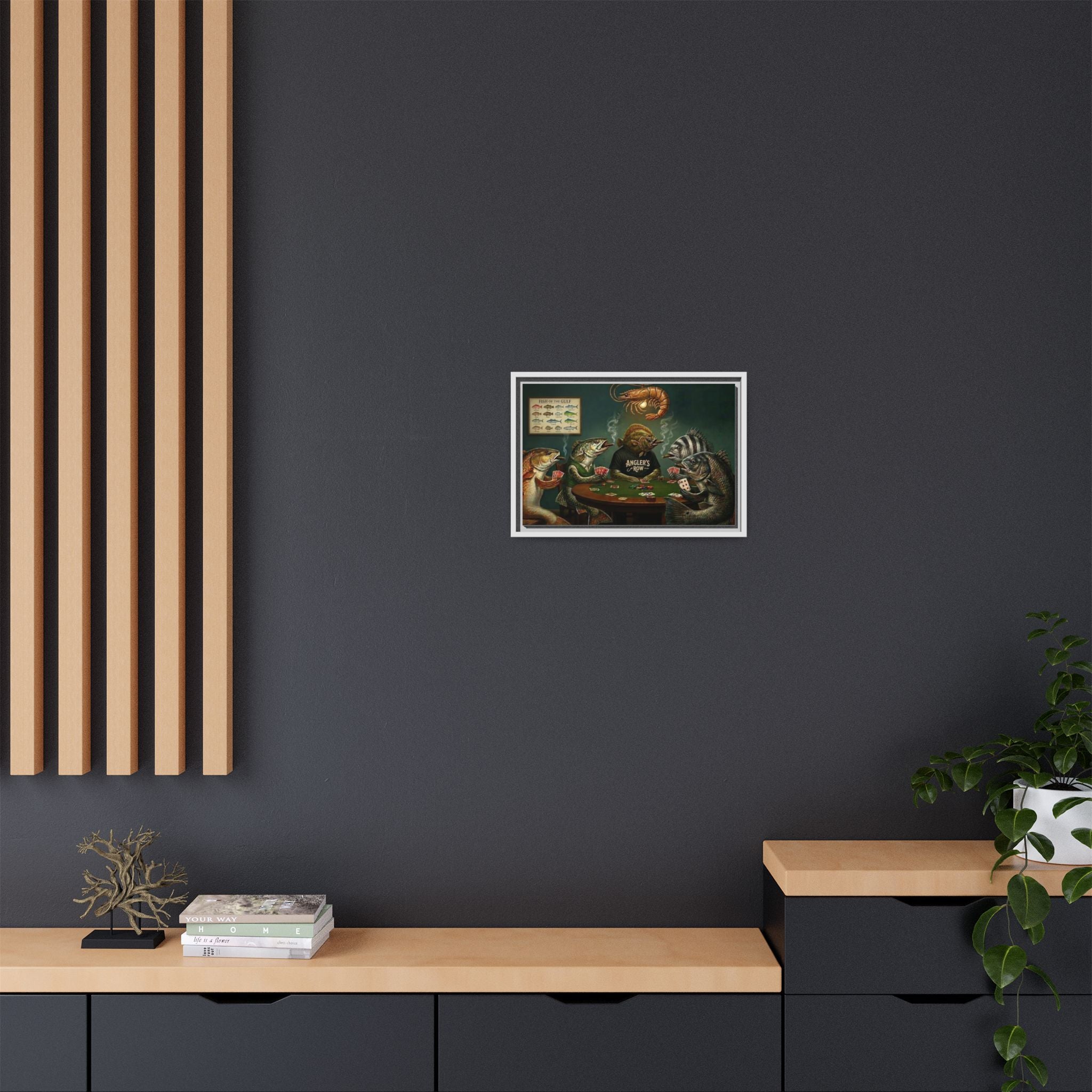 Fish Poker Scene Matte Canvas Framed | Wall Art