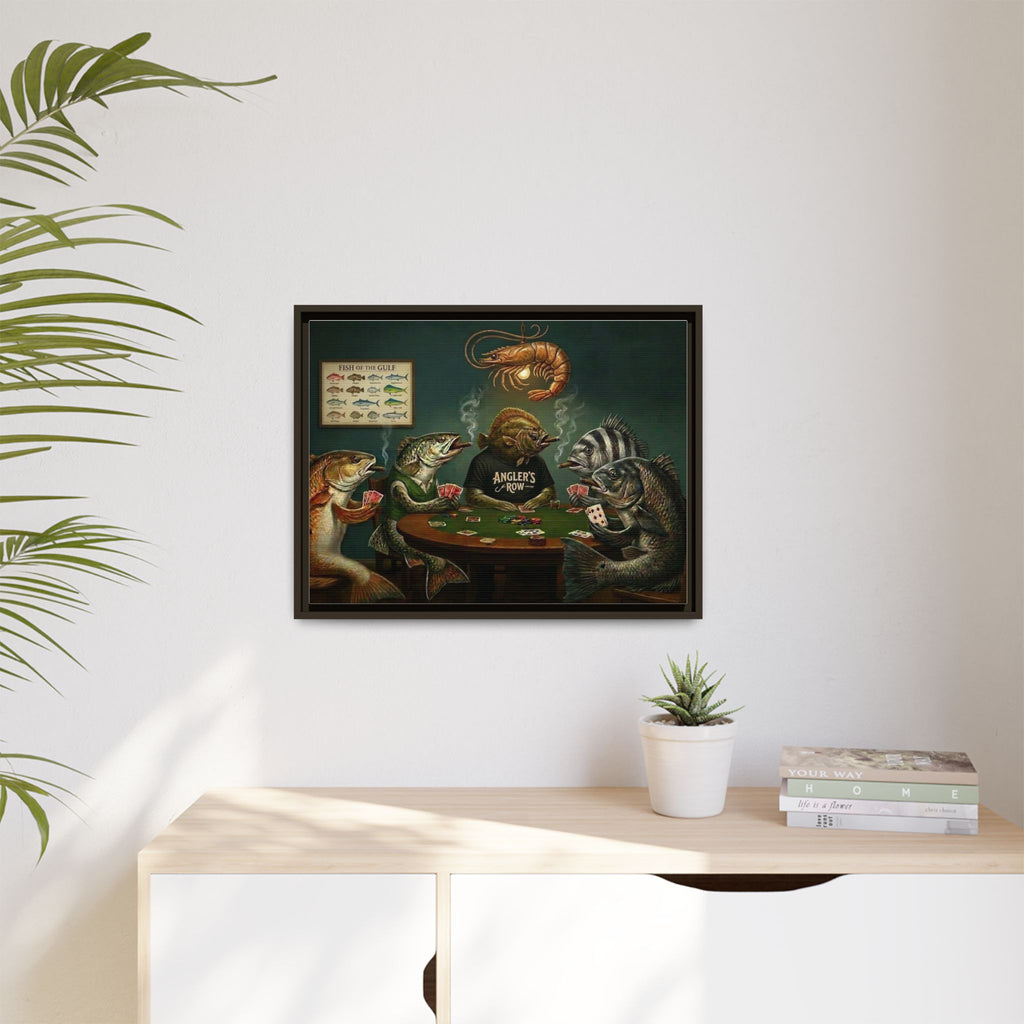 Fish Poker Scene Matte Canvas Framed | Wall Art