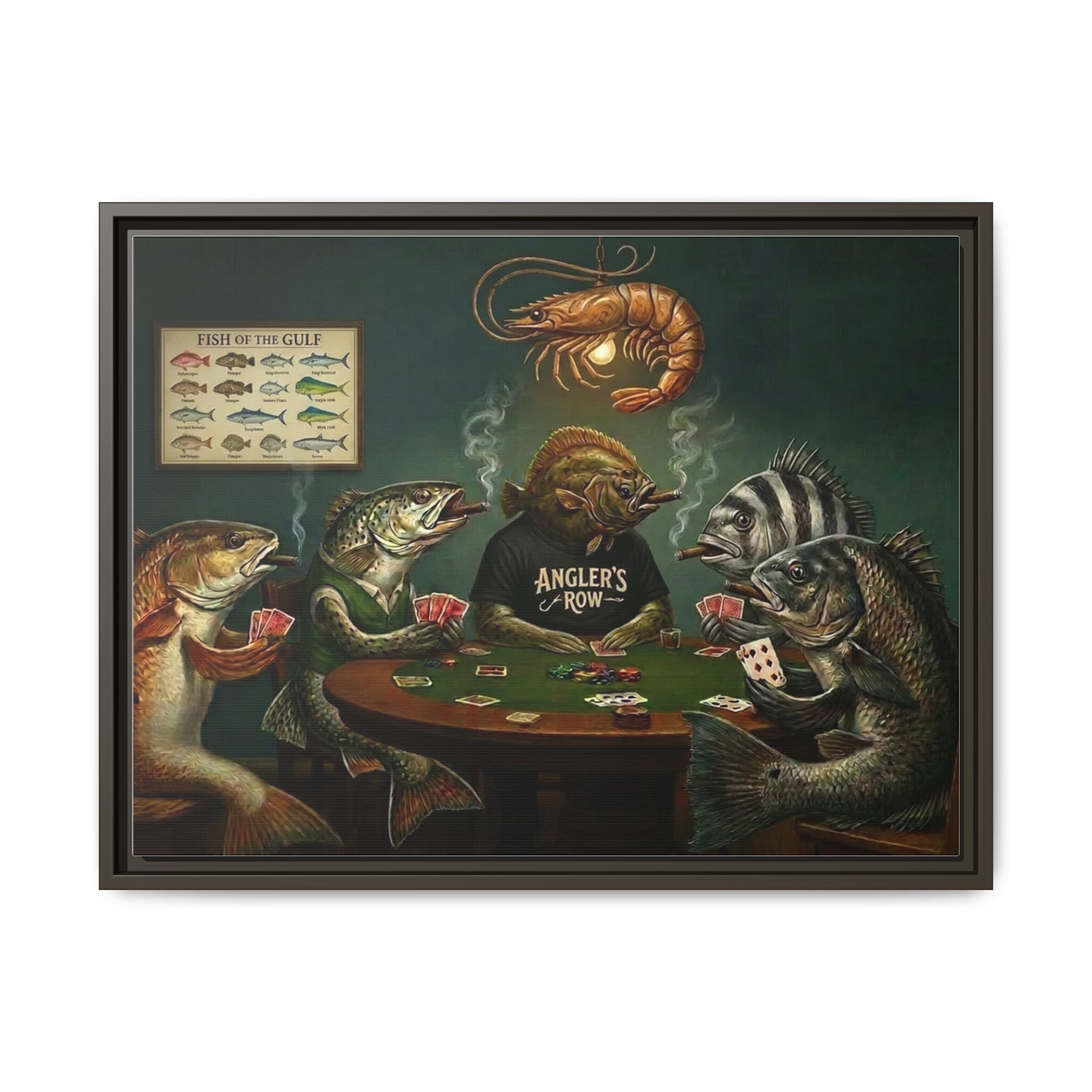 Fish Poker Scene Matte Canvas Framed | Wall Art