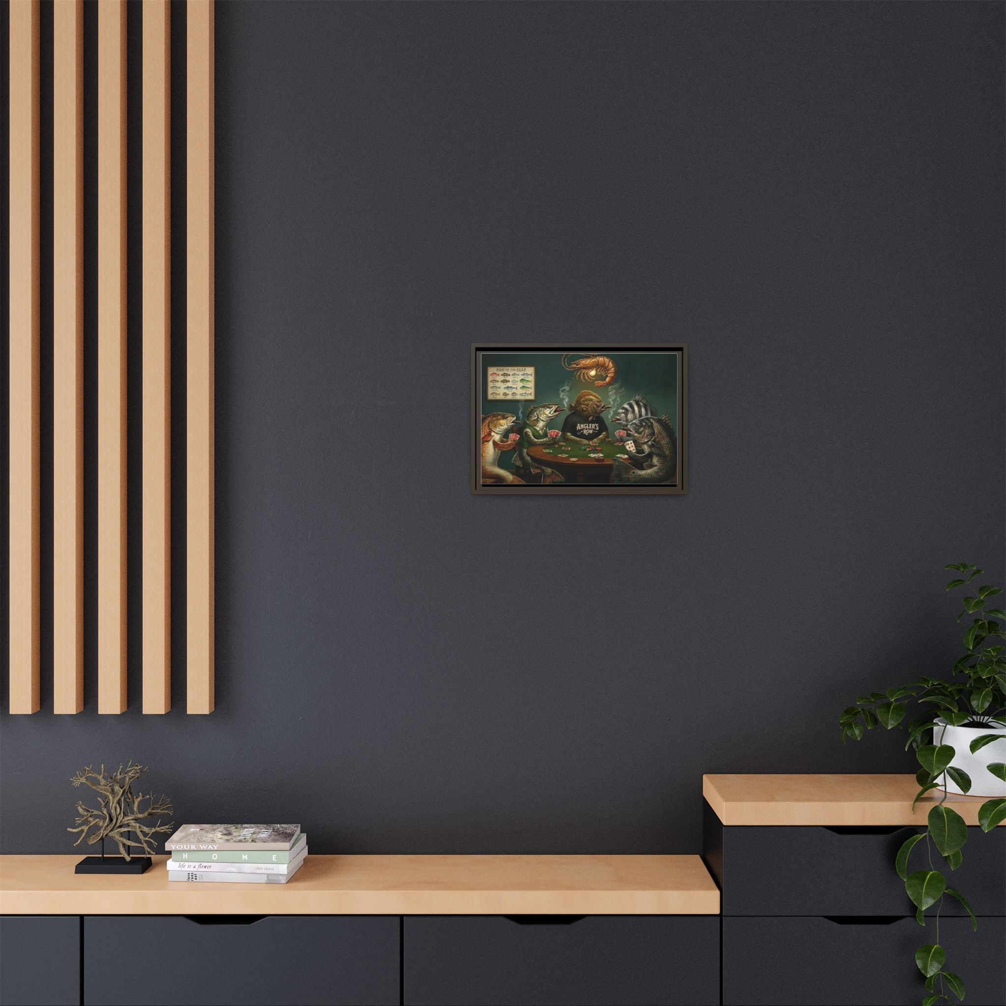 Fish Poker Scene Matte Canvas Framed | Wall Art