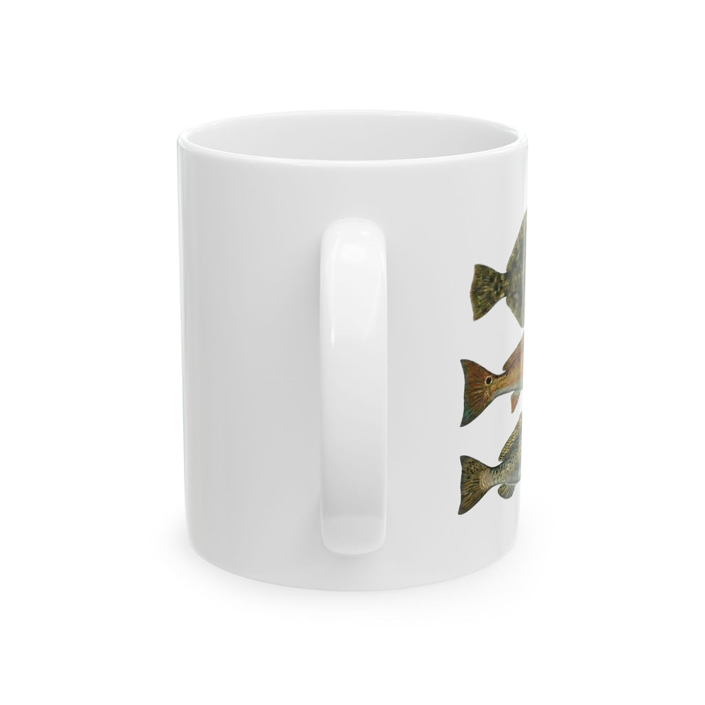 Fish Pattern Ceramic Mug — Rustic Trout School Coffee Cup (11oz, 15oz)