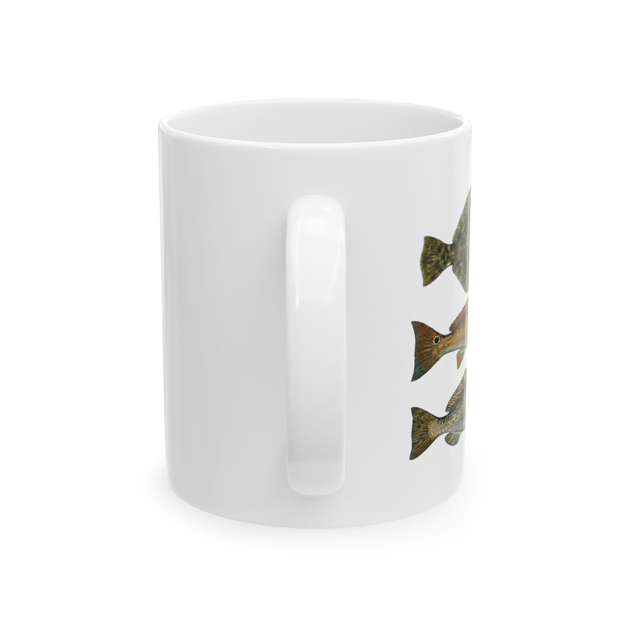 Fish Pattern Ceramic Mug — Rustic Trout School Coffee Cup (11oz, 15oz)