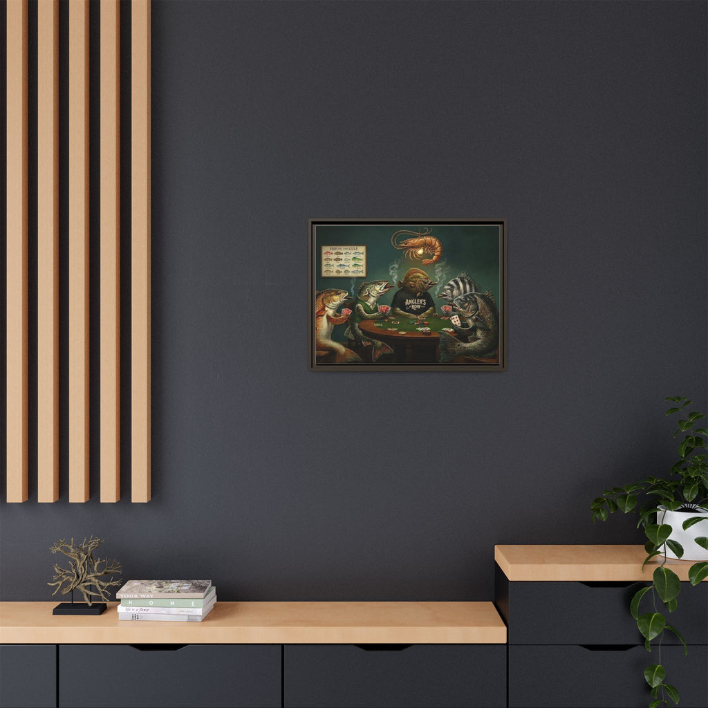 Fish Poker Scene Matte Canvas Framed | Wall Art