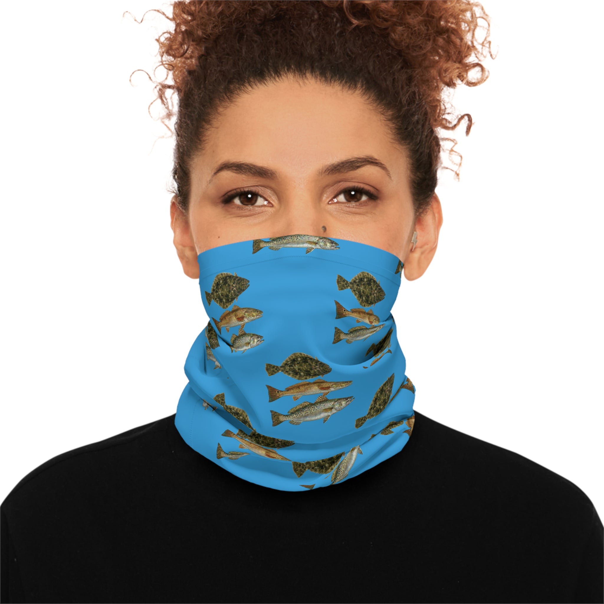 Texas Slam Neck Gaiter — Blue Fish Face Shield for Anglers