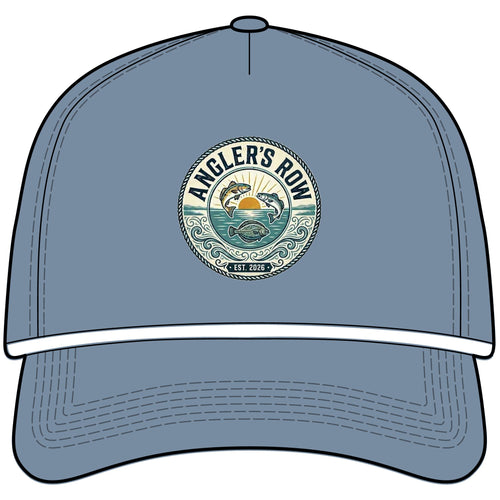 Angler's Row Rope Cap — Retro Fishing Logo Hat