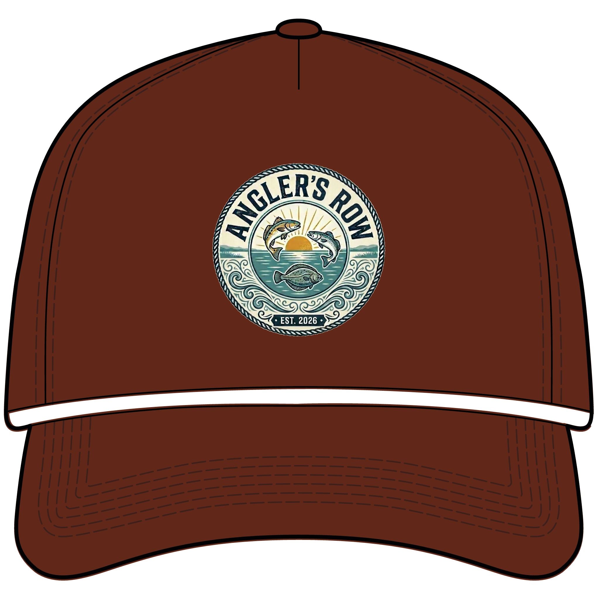 Angler's Row Rope Cap — Retro Fishing Logo Hat