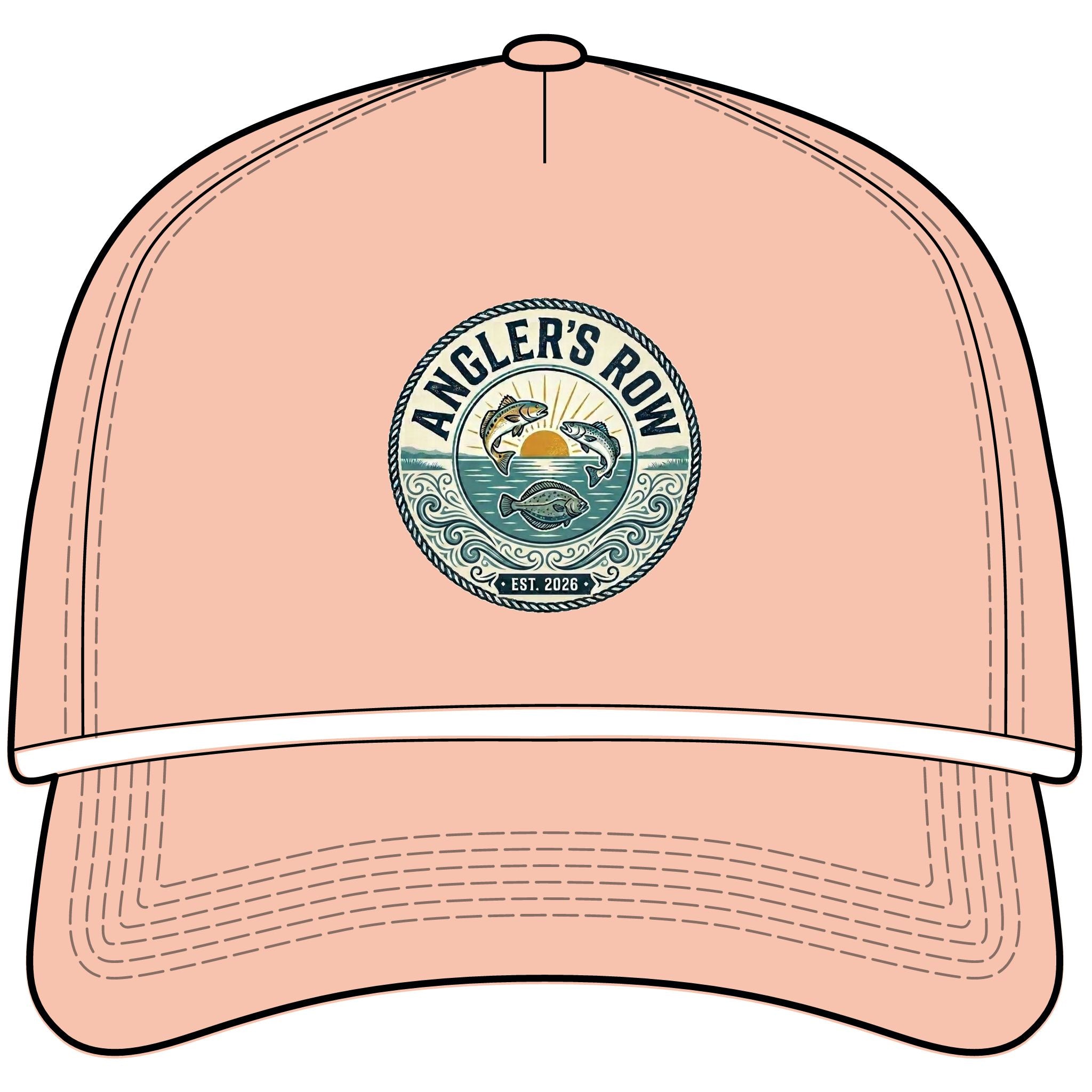 Angler's Row Rope Cap — Retro Fishing Logo Hat