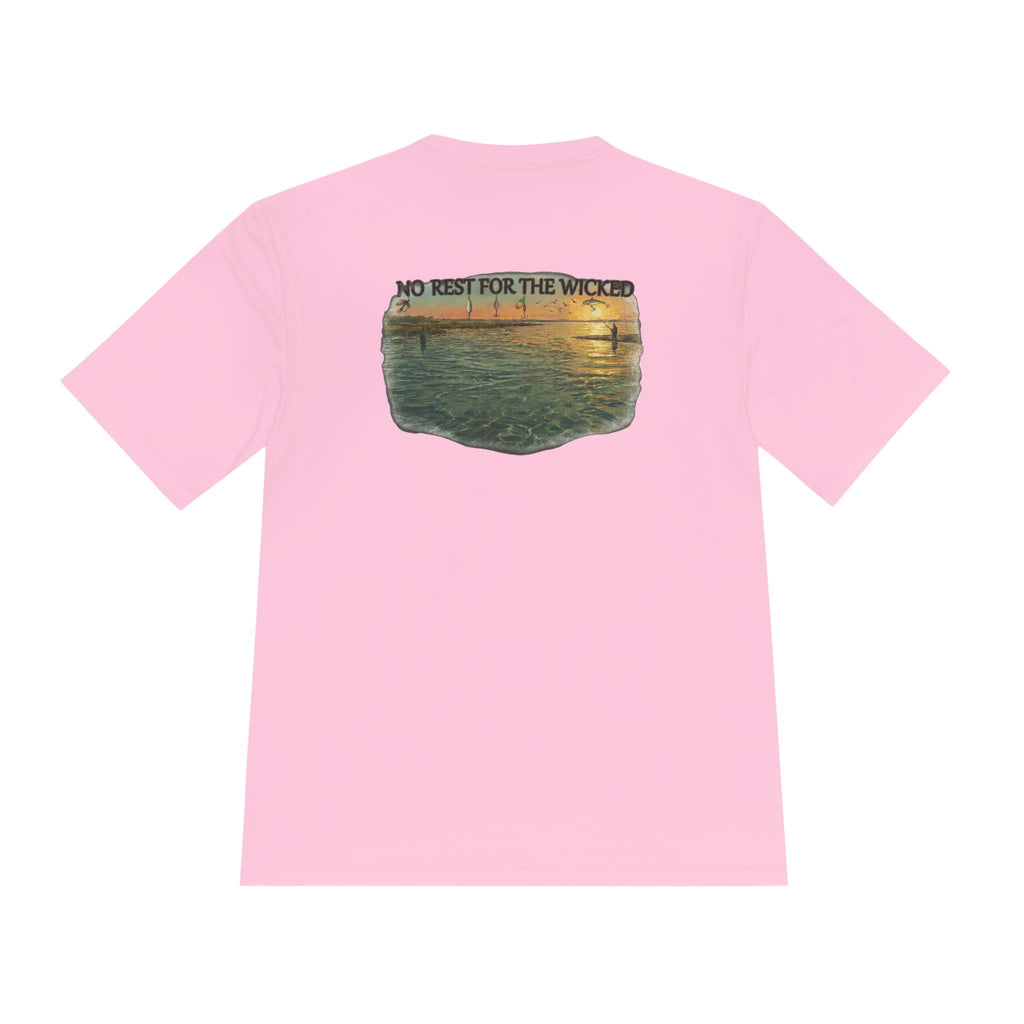 Birds Working — "No Rest for the Wicked" Moisture‑Wicking Performance Shirt