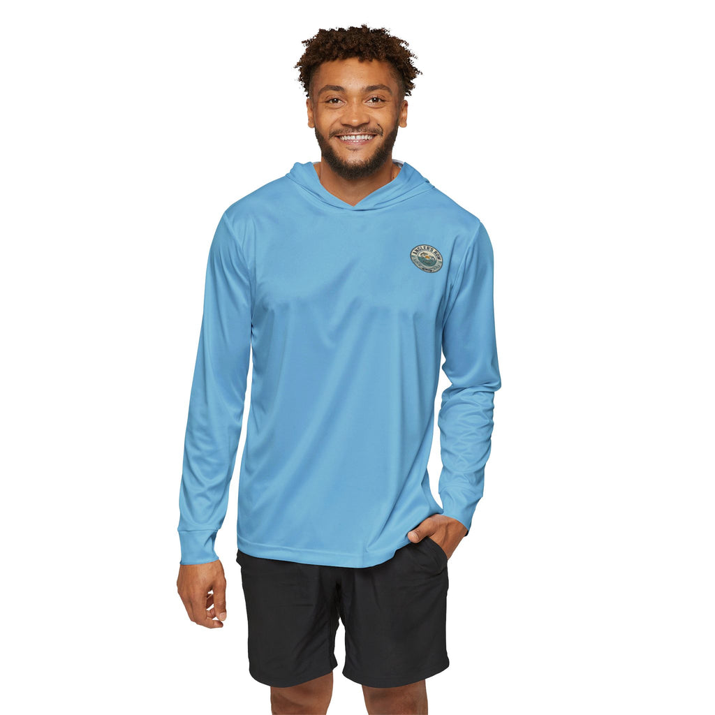 The Outlined Red — Light Blue Performance Fishing Hoodie