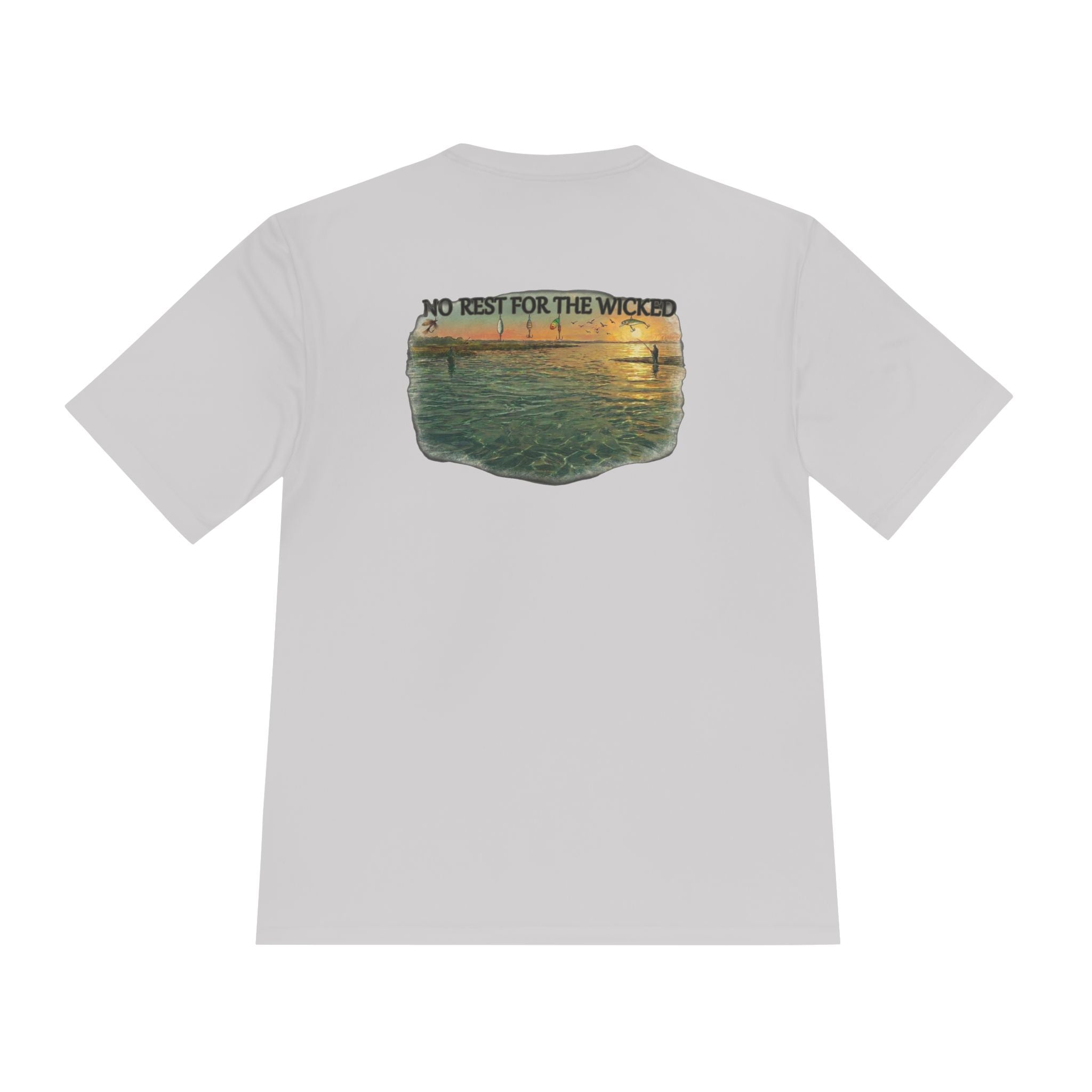 Birds Working — "No Rest for the Wicked" Moisture‑Wicking Performance Shirt