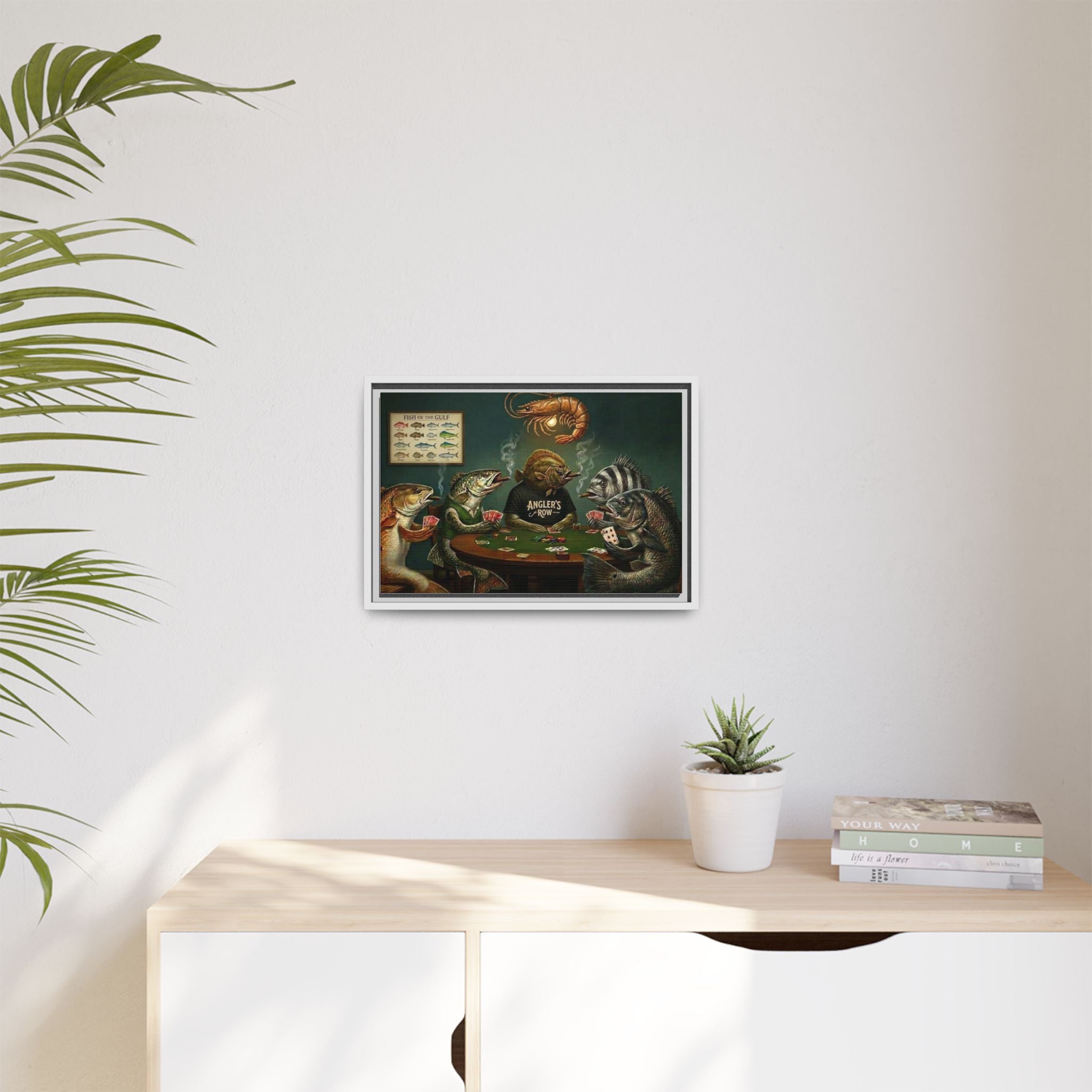Fish Poker Scene Matte Canvas Framed | Wall Art