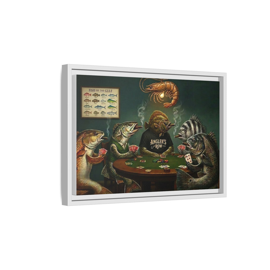 Fish Poker Scene Matte Canvas Framed | Wall Art
