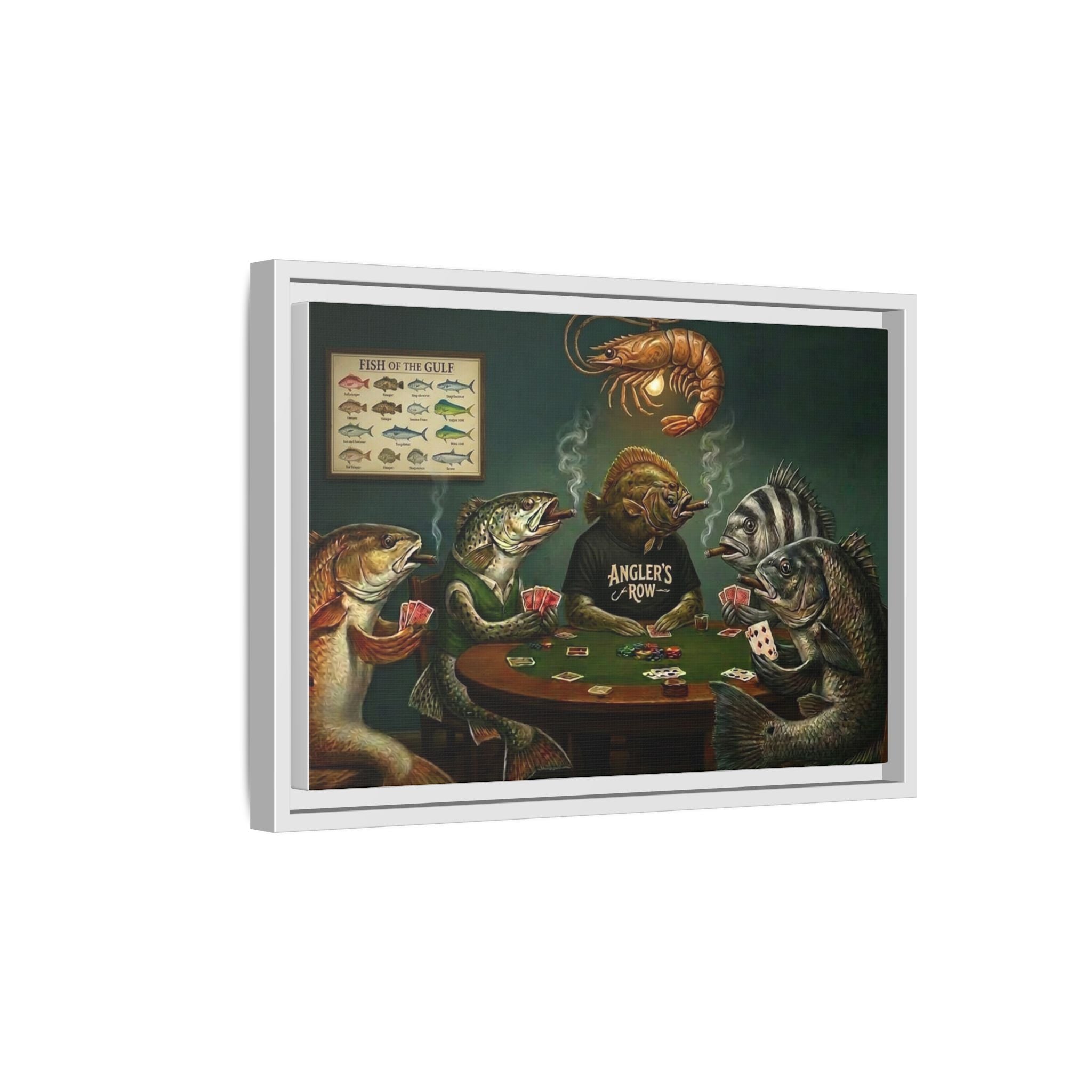 Fish Poker Scene Matte Canvas Framed | Wall Art