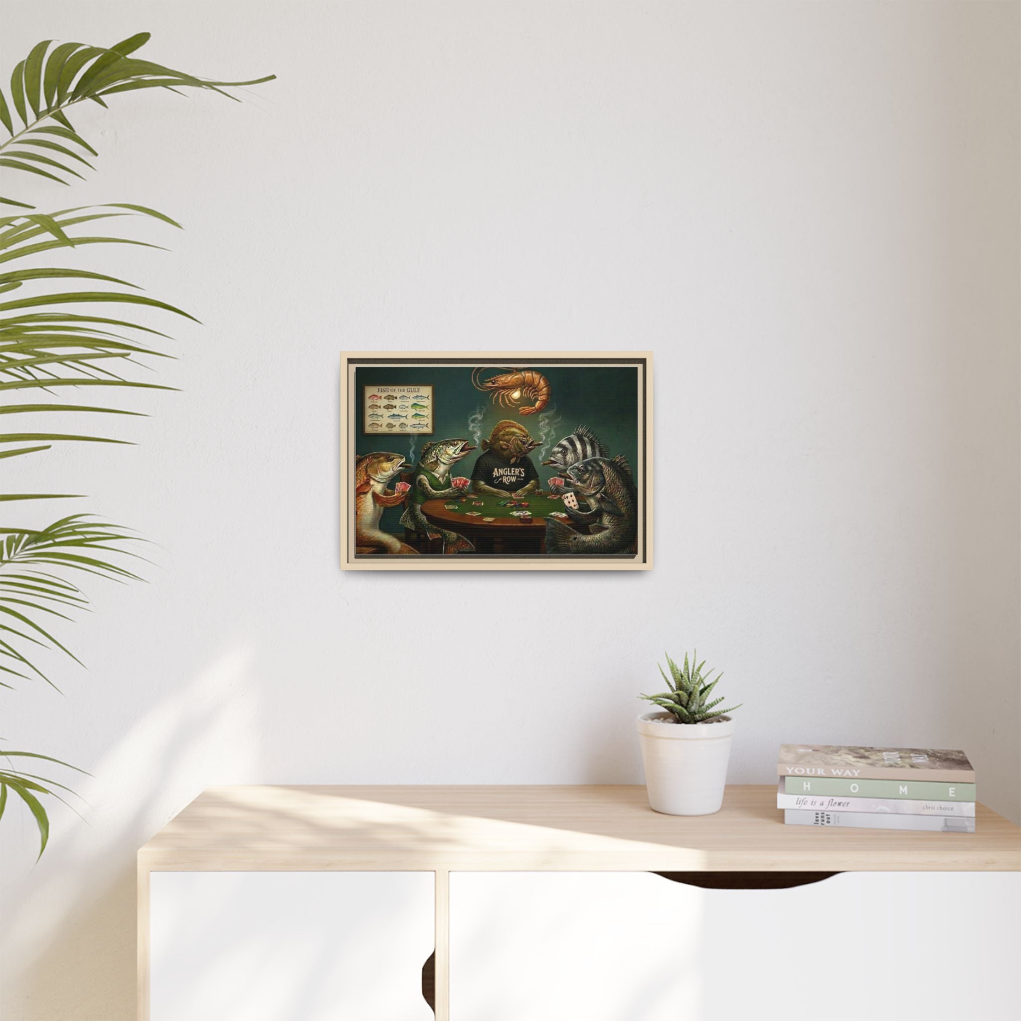 Fish Poker Scene Matte Canvas Framed | Wall Art